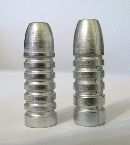 Just enough difference to be different. At left is the Squibb–Miller and at right is the Lyman Pope bullet 308403.